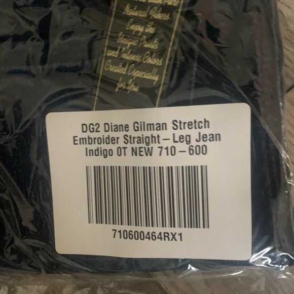 NWT DG2 DIANE GILMAN STRETCH EMBROIDERED STRAIGHT-LEG JEANS INDIGO 0T (TALL) - Picture 6 of 7